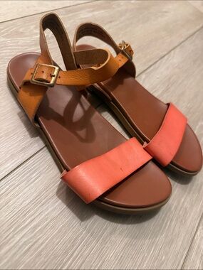 Kids Coral & Tan Strap Sandals - Comfortable Everyday Summer Shoes